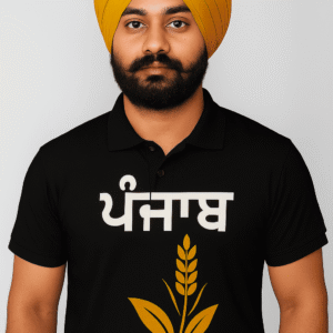 Black Cotton T-Shirt (“ਪੰਜਾਬ”)